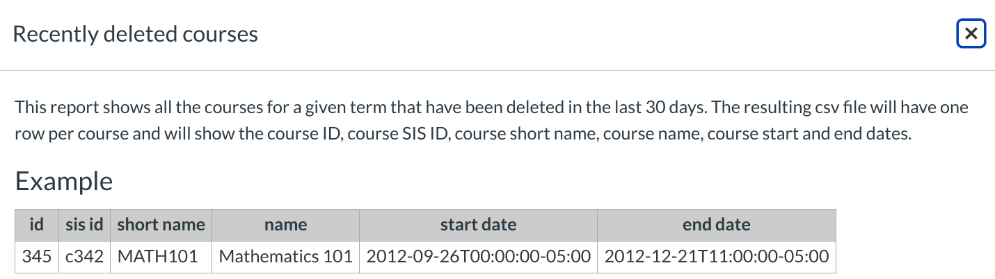 View Recently Deleted Courses Help