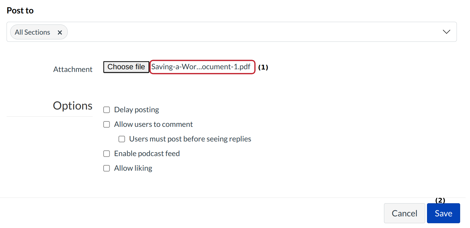 View Attached File and Create Announcement  