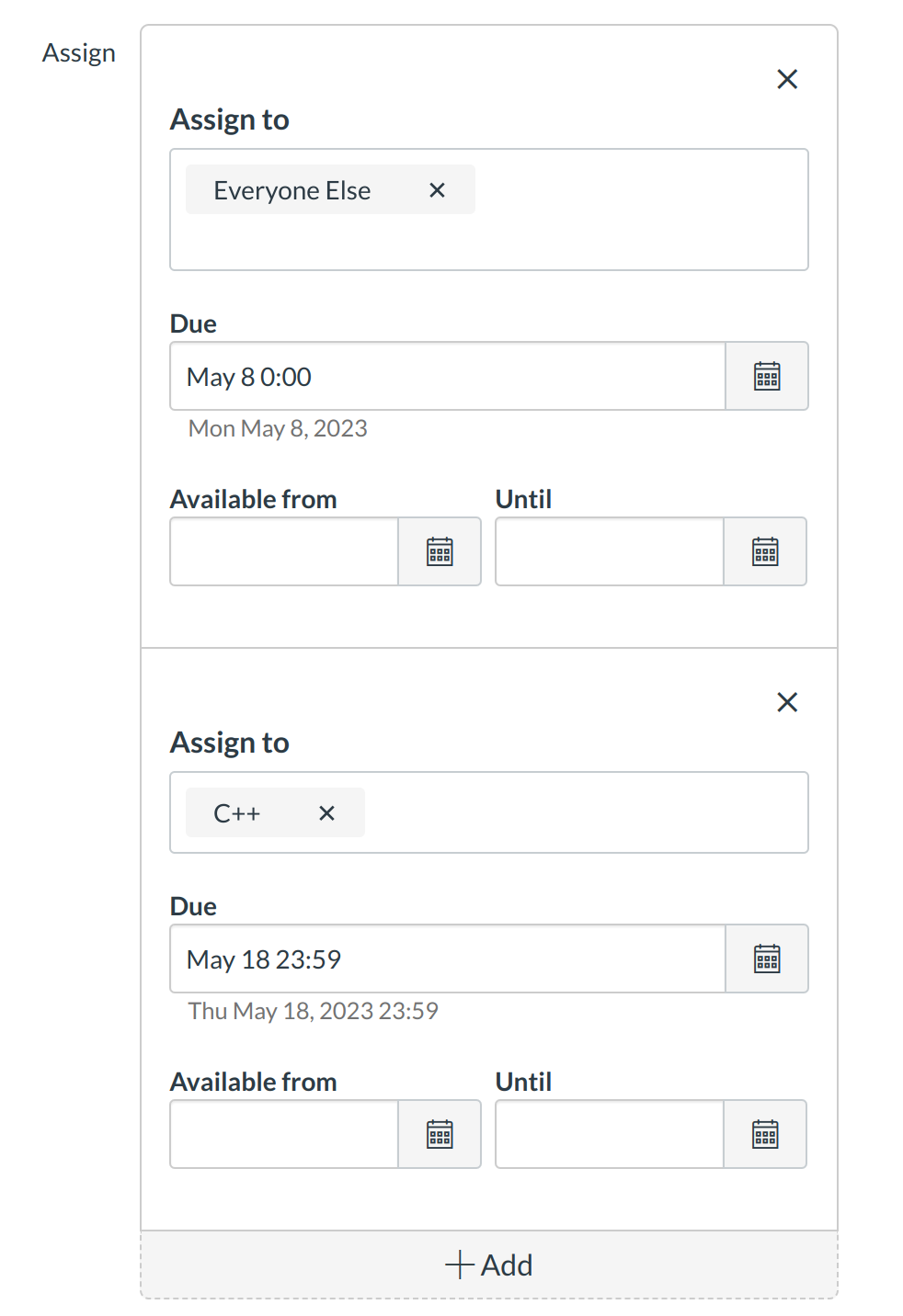 Add Multiple Due Dates