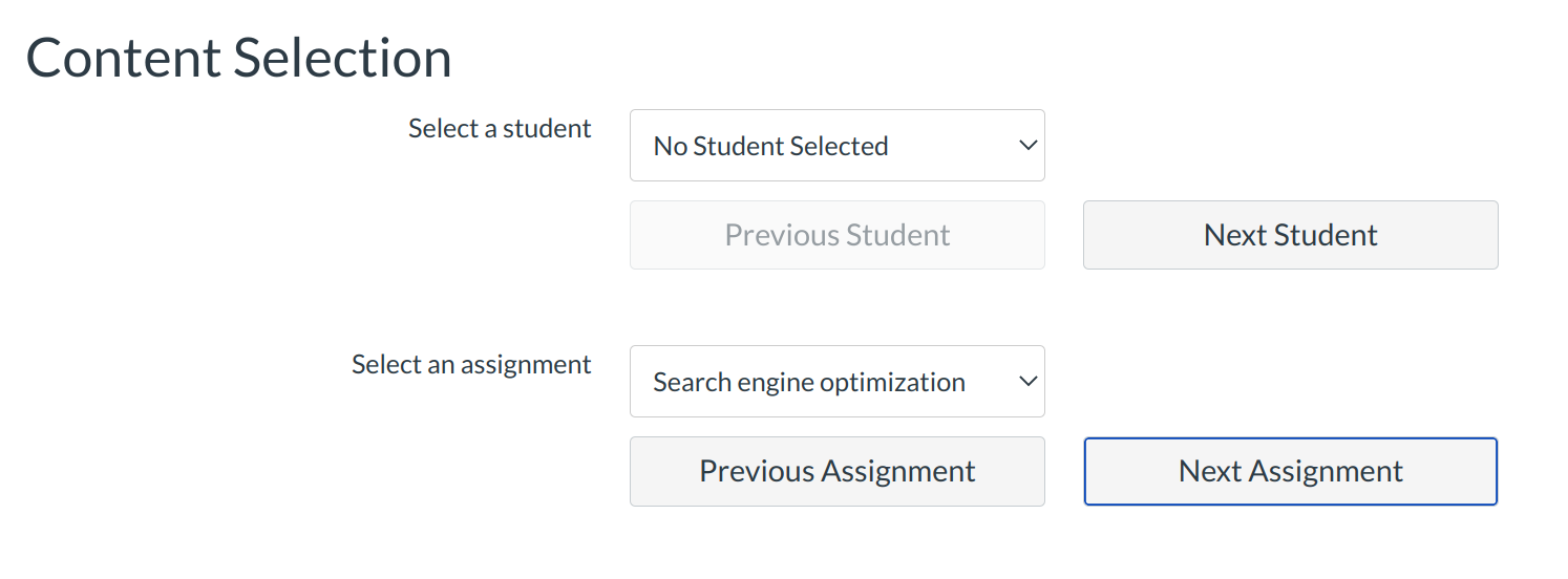 Open Assignment Drop-down Menu