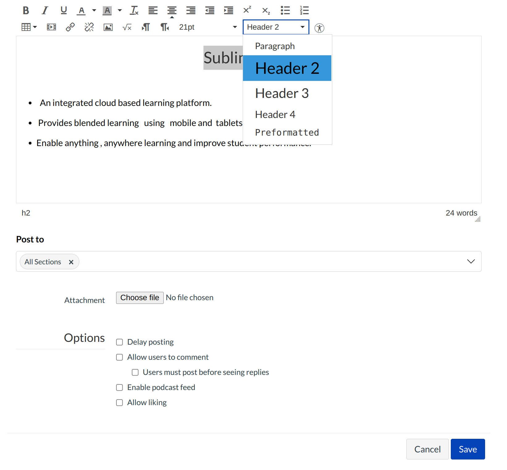 Use the Paragraph Drop-down Menu