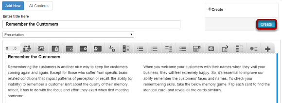 Step 10: Click the Create Button