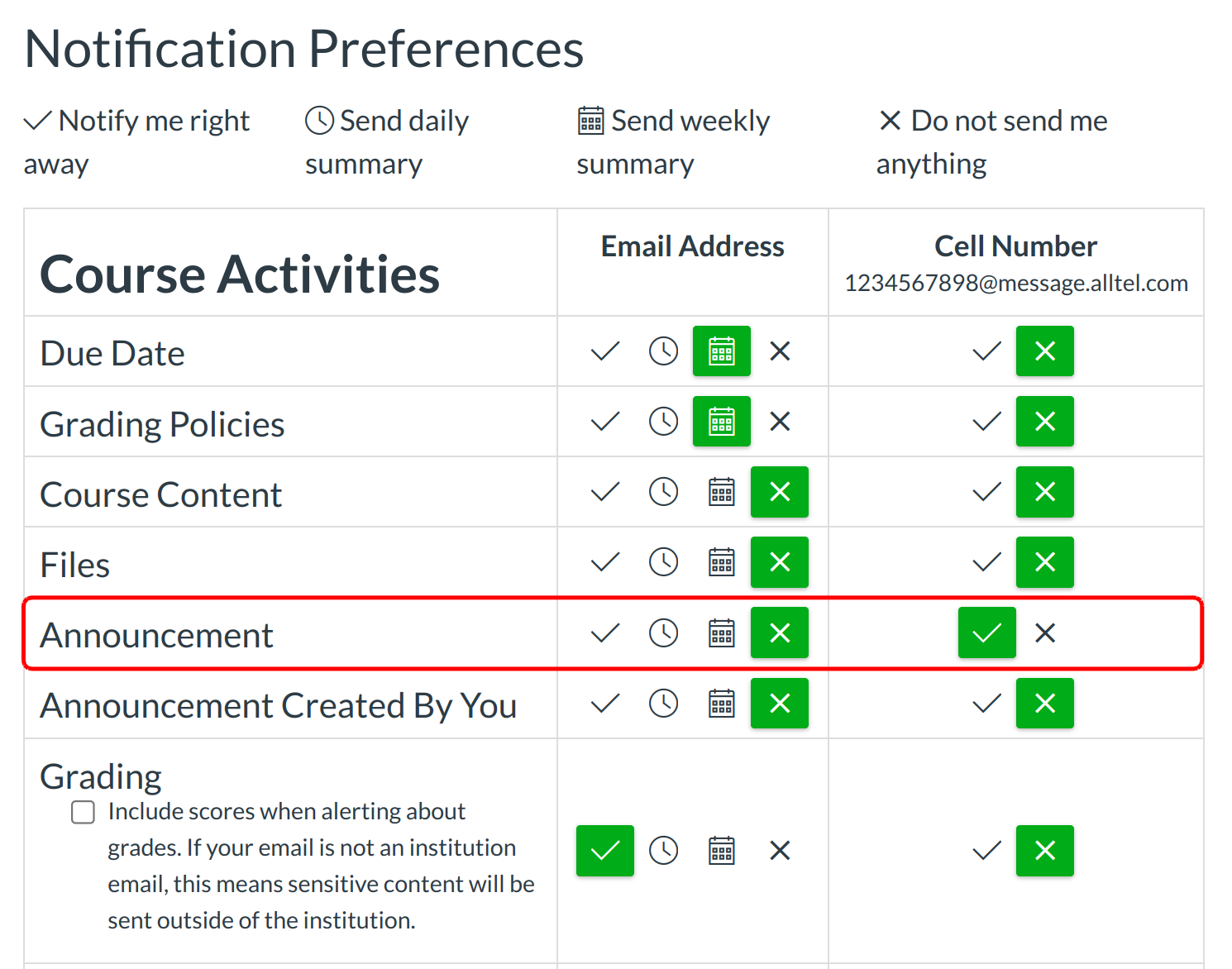 View Set Notification Preferences  