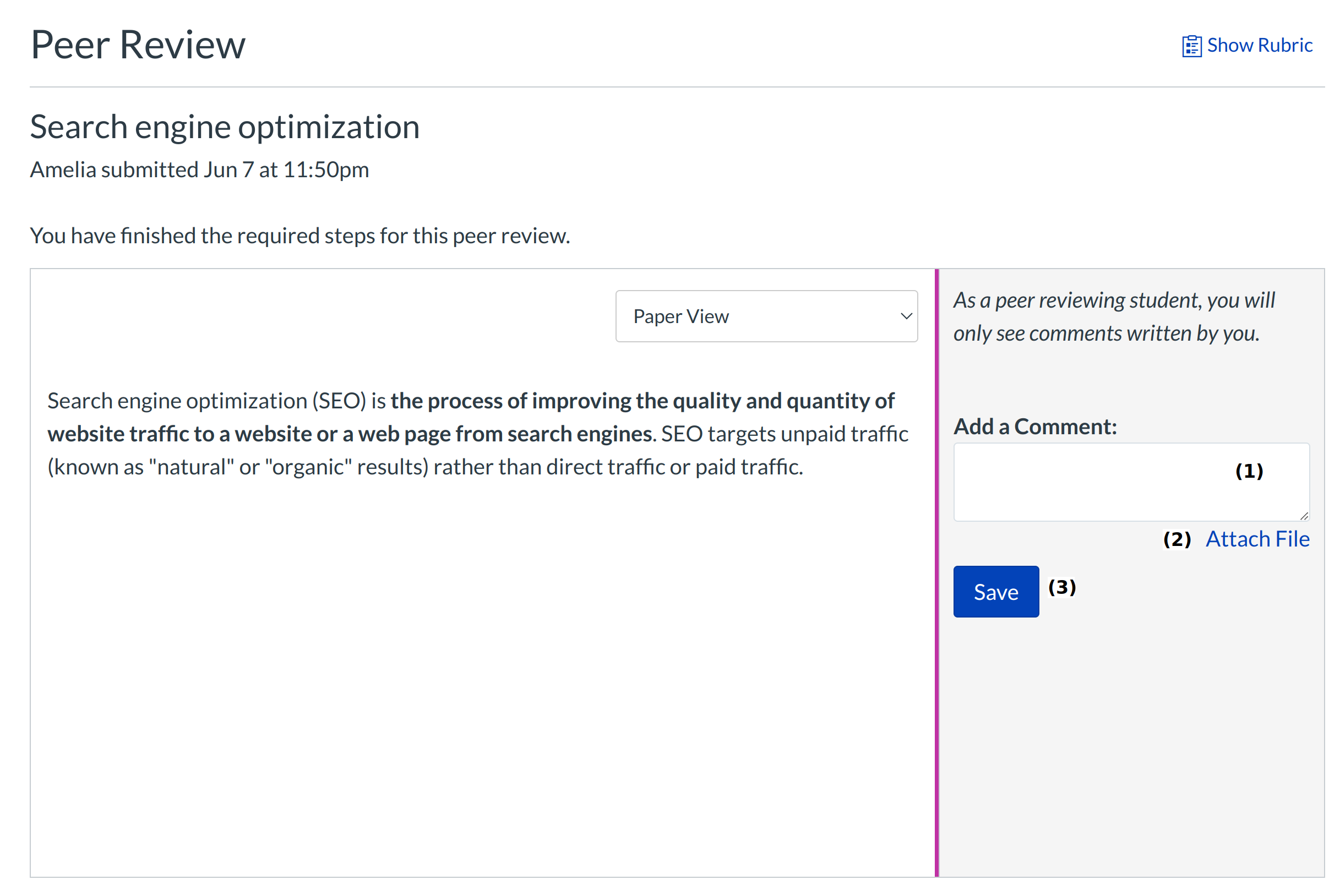 Complete the Peer Review