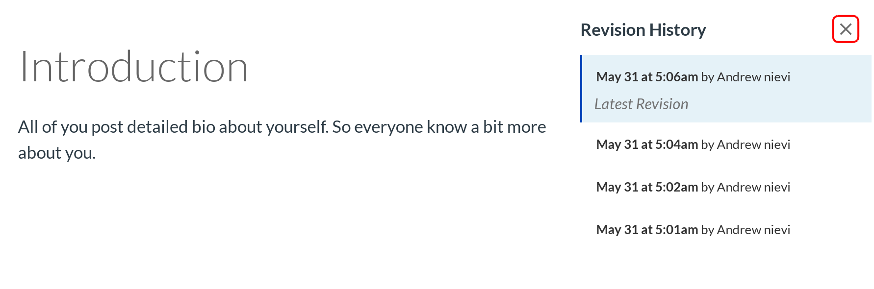 View page information