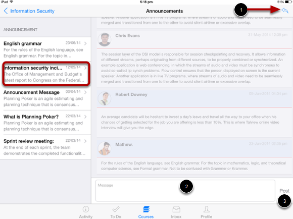 Reply to an Announcement