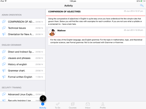 View Recent Activities