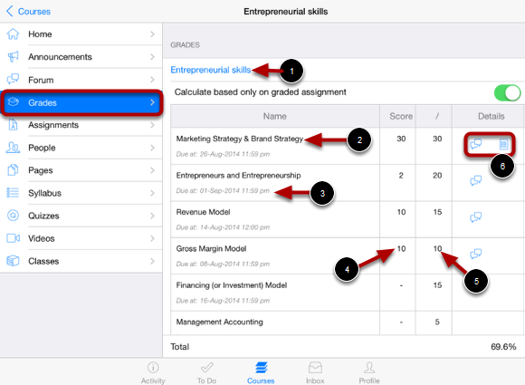 Open Grades in Course Navigation