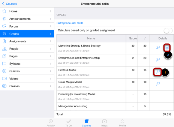 View Comments and Scoring Rubrics