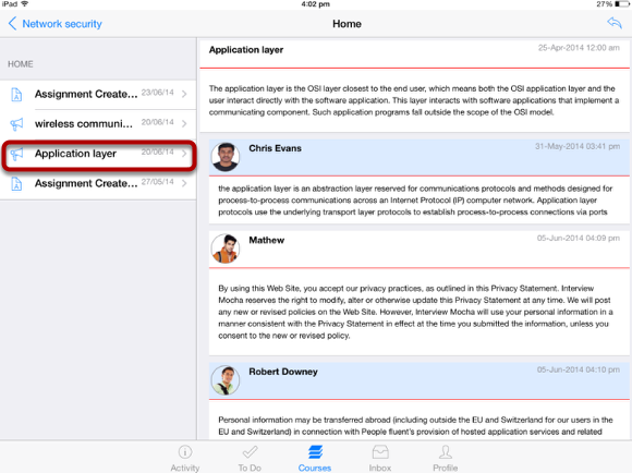 Open Activity in Home Page
