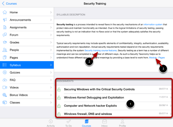 View Syllabus Description and Assignment List